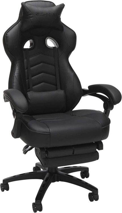 RESPAWN 110 Racing Style Gaming Chair, Reclining Ergonomic Chair with Footrest, in Black (RSP-110-BLK)-Generation 1.0
