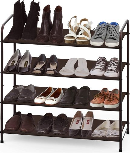 Simple Houseware 4-Tier Shoe Rack Storage Organizer, Bronze
