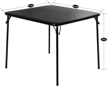34'' Portable Square Folding Card Table with Collapsible Legs & Vinyl Upholstery, Metal, Black