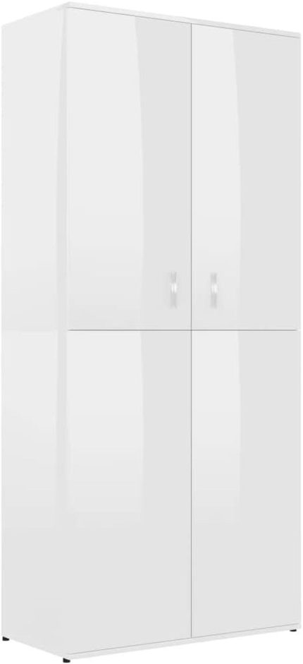 Shoe Cabinet High Gloss White 31.5"x15.4"x70.1" Chipboard