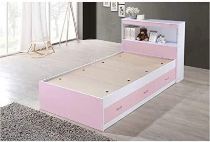 Pemberly Row Twin Captain Storage Bed with 3 Drawers in Pink