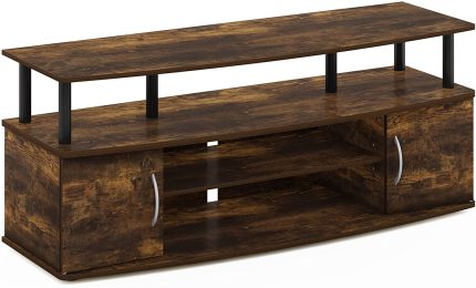 Jaya Entertainment Center Stand Unit/TV Desk for up to 55 inch, Amber Pine/Black