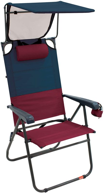 Rio Gear Hi-Boy 17" Extended Seat Height Folding Aluminum Canopy Chair - Charcoal/Oxblood