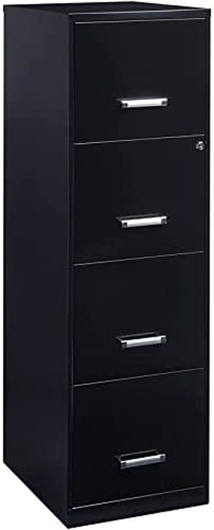 Space Solutions 18" 4 Drawer Metal File Cabinet, Black,