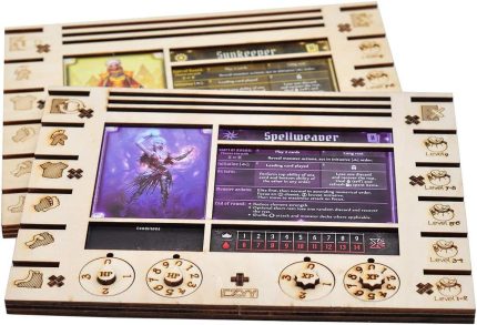 Gloomhaven / Frosthaven Player Character Dashboard with HP & XP Dial Trackers Set of 2 Birch Plywood Hero Organizer for Saving Your Table Space