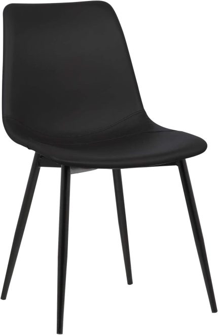 Monte Dining Chair in Black Faux Leather and Black Powder Coat Finish,LCMOCHBLACK, Black