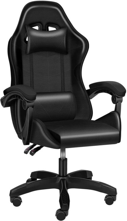 YSSOA Backrest and Seat Height Adjustable Swivel Recliner Racing Office Computer Ergonomic Video Game Chair, Without footrest, Black