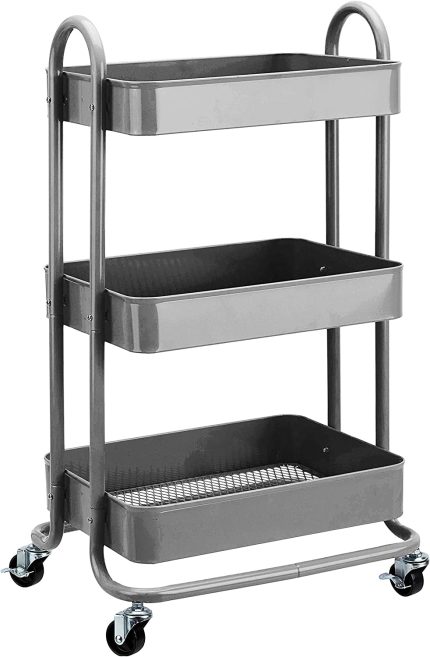 3-Tier Rolling Utility or Kitchen Cart - Charcoal