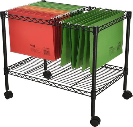 Finnhomy Premium 1-Tier Metal Rolling File Cart for Letter Size and Legal Size Folder, Black
