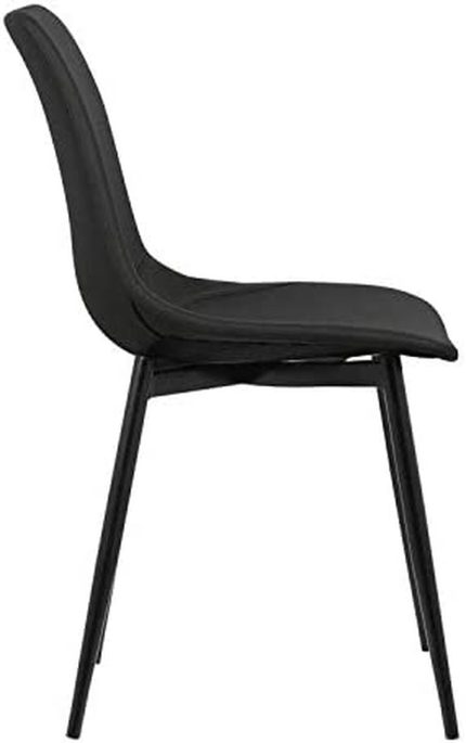 Monte Dining Chair in Black Faux Leather and Black Powder Coat Finish,LCMOCHBLACK, Black