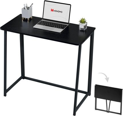 WOHOMO Folding Computer Desk, Small Writing Foldable Desk 31.5", Space-Saving Laptop Table, Easy Assemble Workstation for Home Office,Black