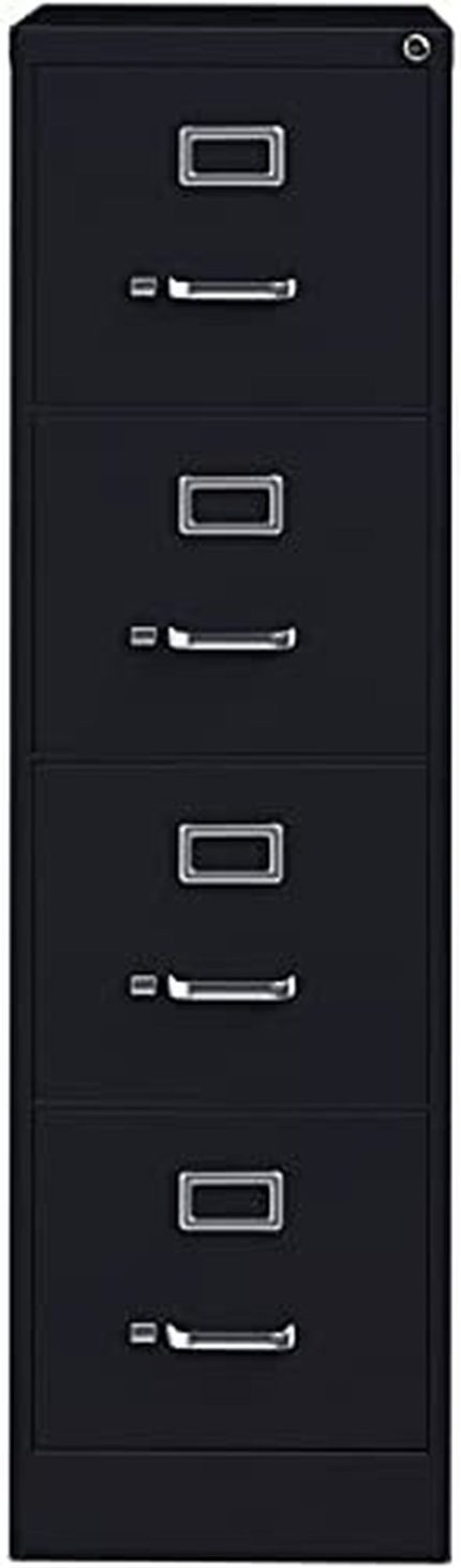 Pemberly Row 4 Drawer 25" Deep Letter File Cabinet in Black, Fully Assembled