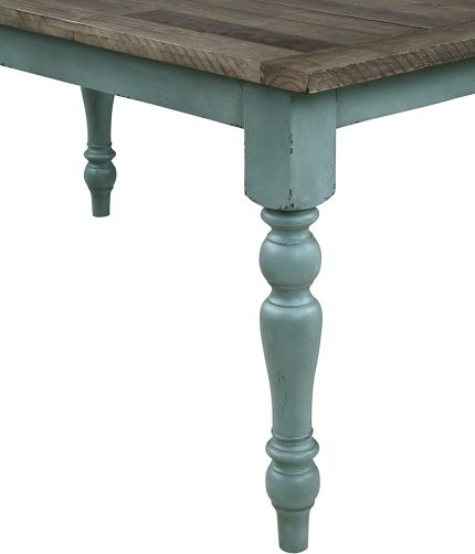 Furniture Prato Two-Tone Wood Upholstered Dining Bench, Blue