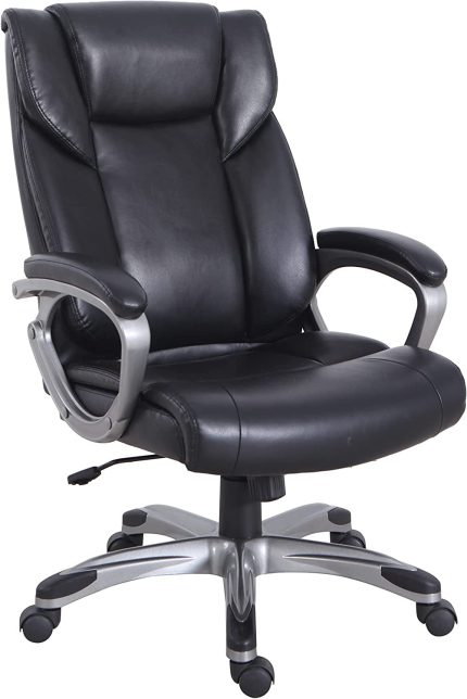High-Back Bonded Leather Executive Office Computer Desk Chair - Black (6ft)