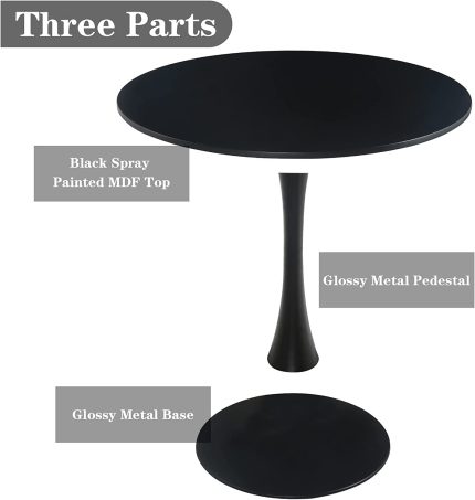 Round Dining Table - Modern Dining Table Pedestal Table for Small Space End Table Leisure Coffee Table Office Kitchen Table Dining Room Table, 31.5 Diameter, Black