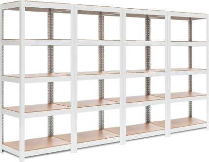 HOMEDANT HOUSE Reversible 5-Tier Adjustable Storage Shelving Unit Heavy Duty Organizing Shelf Metal Utility Rack Shelves for Kitchen, Pantry, Closet, Garage, Office, 24.4" W x 16.5" D x 59.5" H, 4Pack