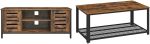 TV Stand for 50 Inches Televisions, Entertainment Center, 43.3‘’, Rustic Brown & Coffee Table for Living Room, 2-Tier Cocktail Table, Center Table, Rustic Brown and Black