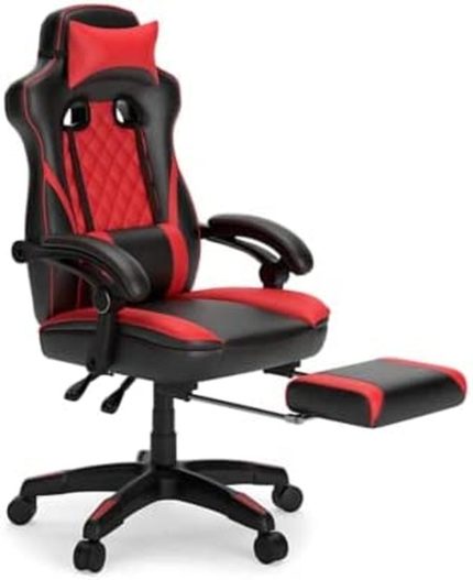 Lynxtyn Home Office Swivel Gaming Desk Chair, Red & Black