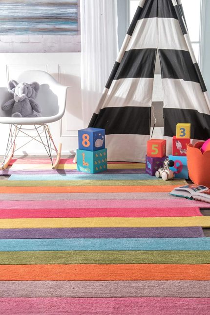 nuLOOM Pantone Colorful Stripes Kids Area Rug, 5' x 8', Multi