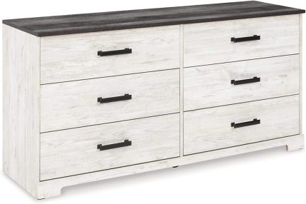 Shawburn 6 Drawer Dresser, Whitewash & Gray
