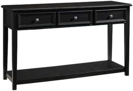 Beckincreek Modern Sofa Console Table with 3 Drawers, Black