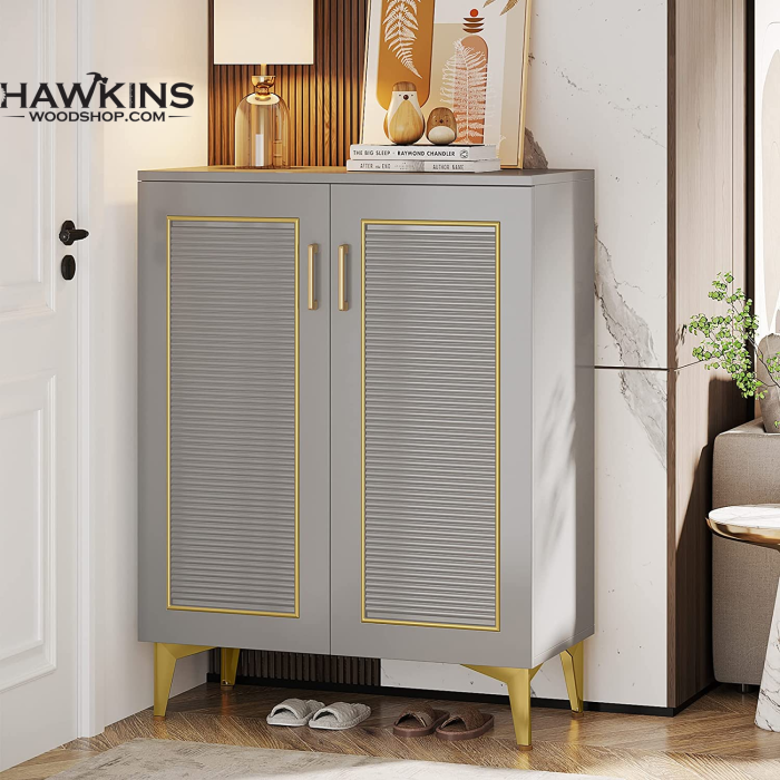 Shoe Cabinet with Doors, 5-Tier Modern Shoe Storage Cabinet for