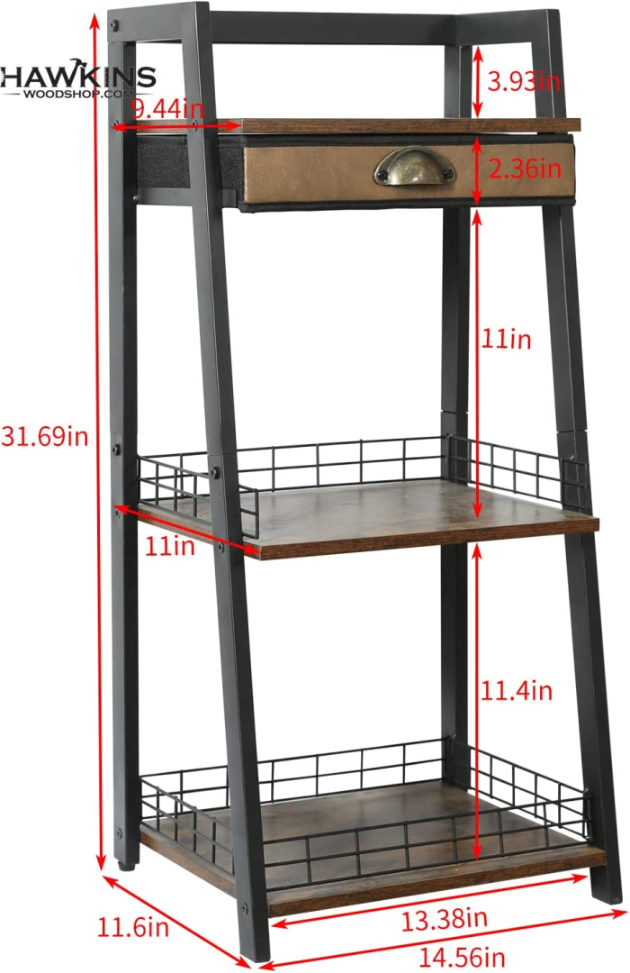 3-Tier Ladder Shelf, Bathroom Shelf Freestanding, 3-Shelf