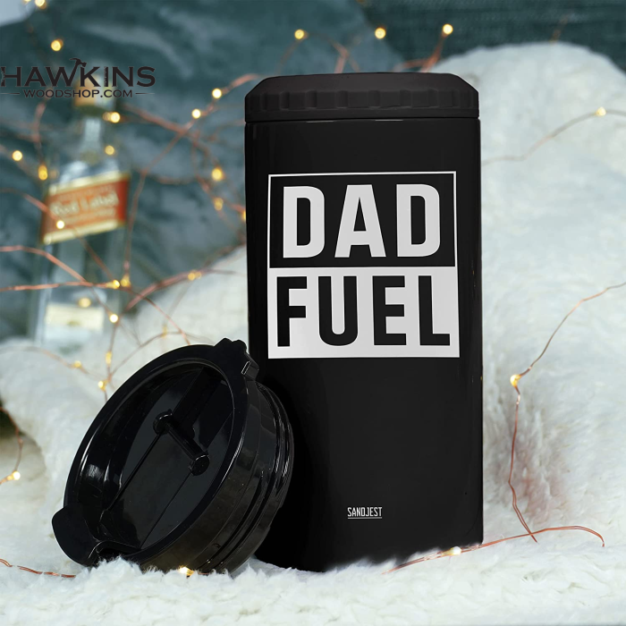 Dad Fuel Can Cooler - 4 In 1 Insulated 12oz Stainless Steel Slim