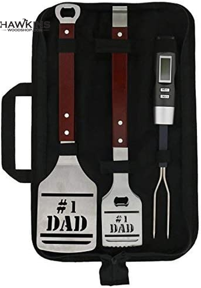 BBQ Grill Tools Set Gift for Dad, 4 Piece Set, Number 1 Dad Tongs