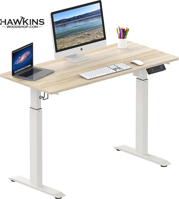 Electric Height Adjustable Standing Desk with Hanging Hooks and