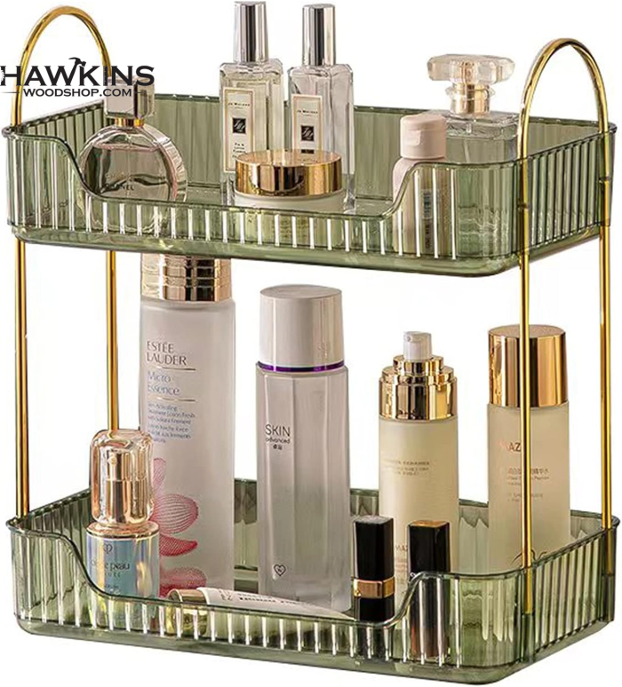 2-Tier Bathroom Countertop Organizer Vanity Tray Cosmetic & Makeup Storage  Kitchen Spice Rack Standing Shelf, White 