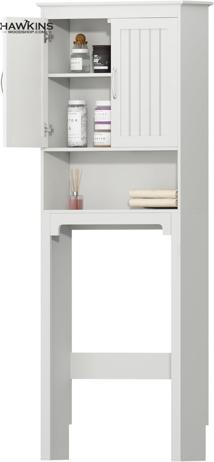 Over the Toilet Storage Cabinet, Classic Bathroom Storage Cabinet over  Toilet with Adjustable Shelf, 2-Door Bathroom Organizer Cabinet Space Savor  above Toilet with Open Space, White – Built to Order, Made in