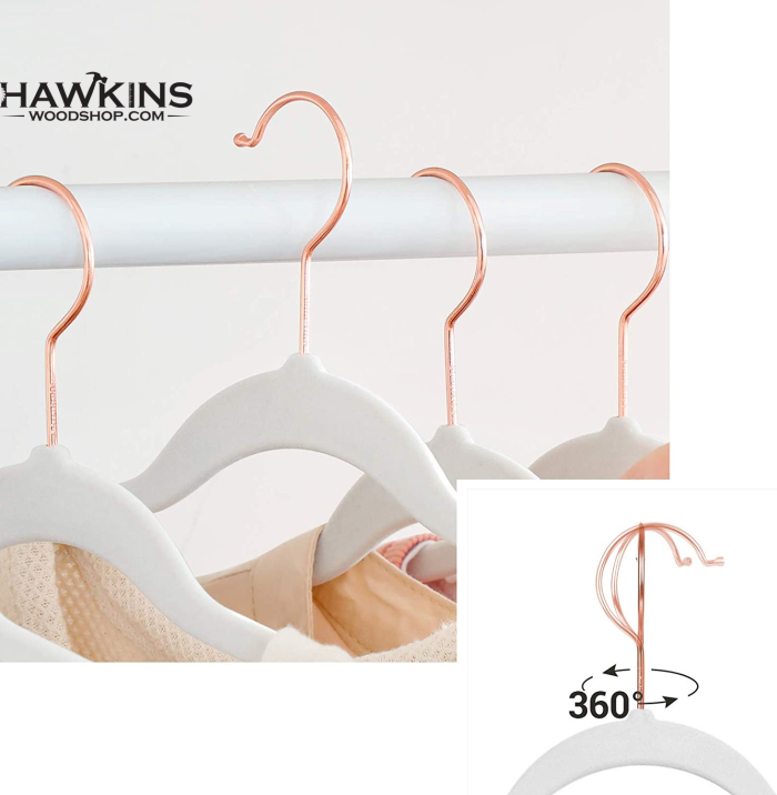 SONGMICS Velvet Hangers 50 Pack, Non Slip Hangers with Rose Gold Color Swivel Hook, Slim Hangers Space Saving