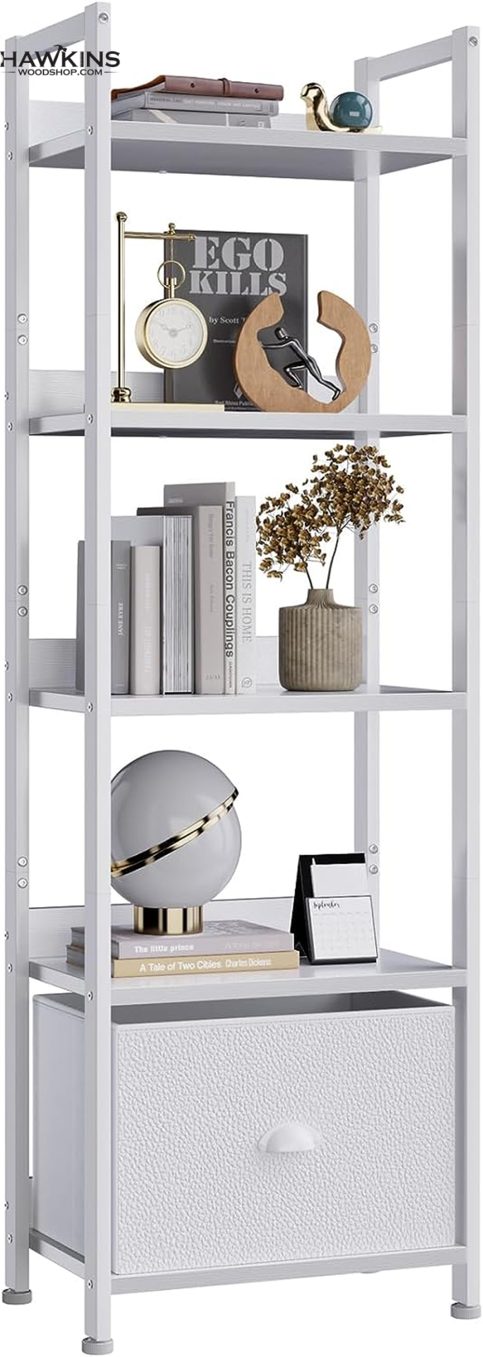 Bookshelf, Tall Bookcase Shelf Storage Organizer, Modern Book