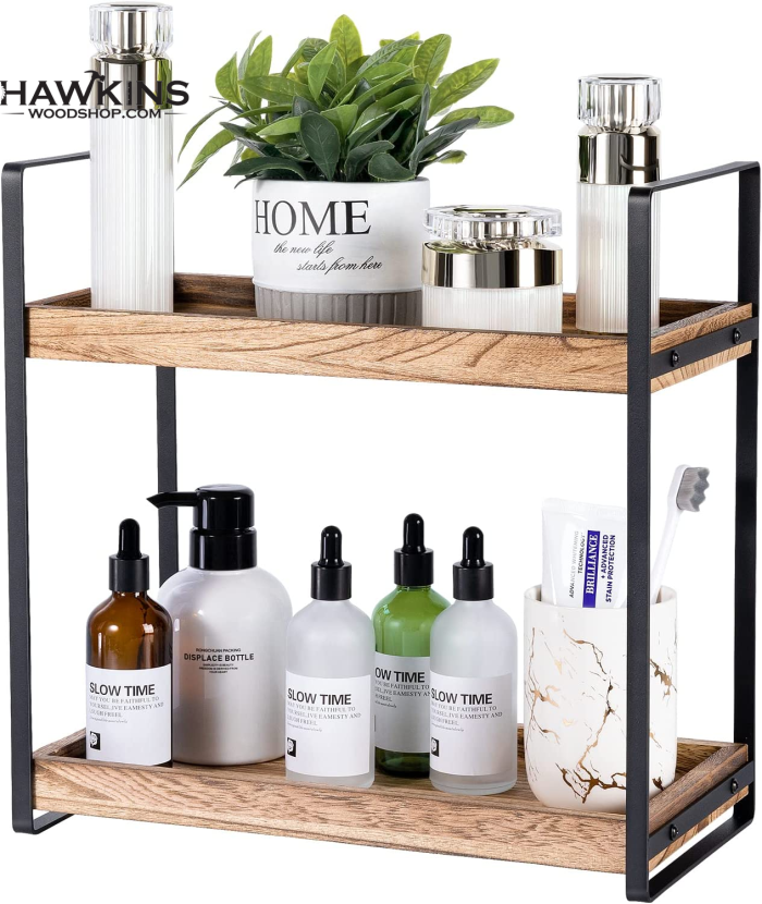 2-Tier Countertop Organizer for Bathroom Counter Wood Bathroom Counter  Organizers Shelf Cosmetic Storage, Standing Vanity Tray for Bathroom  Organization and Decor – Built to Order, Made in USA, Custom Furniture –  Free Delivery
