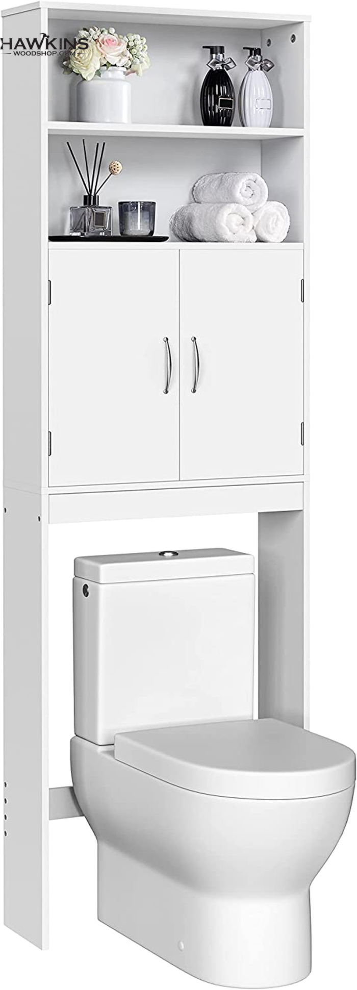 25 in. W x 77 in. H x 7.9 in. D Gray Bathroom Over-the-Toilet Storage  Cabinet