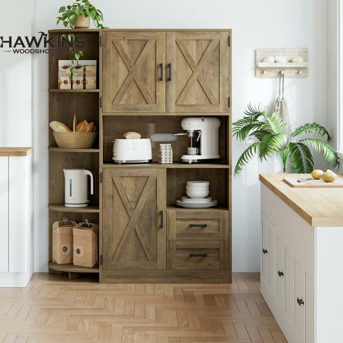 Farmhouse Kitchen Pantry Storage Cabinet with Drawer and Adjustable  Shelves, Pantry Cabinet for Kitchen, Bathroom or Hallway, White