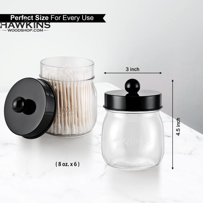 8oz Bathroom Accessories Storage Jars, Q-tip Container, Bathroom