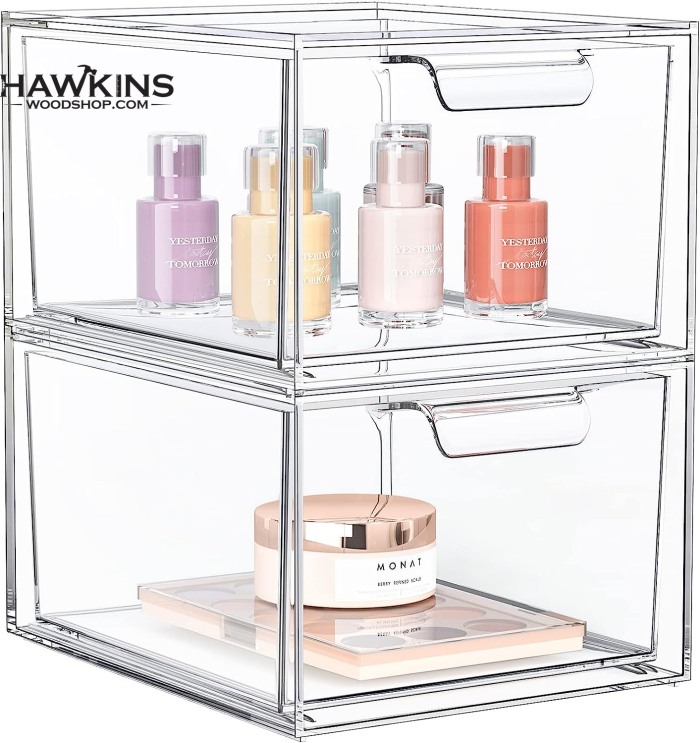 Stackable Cosmetic Organizer Drawers, Acrylic Clear Makeup Organizer, Vanity