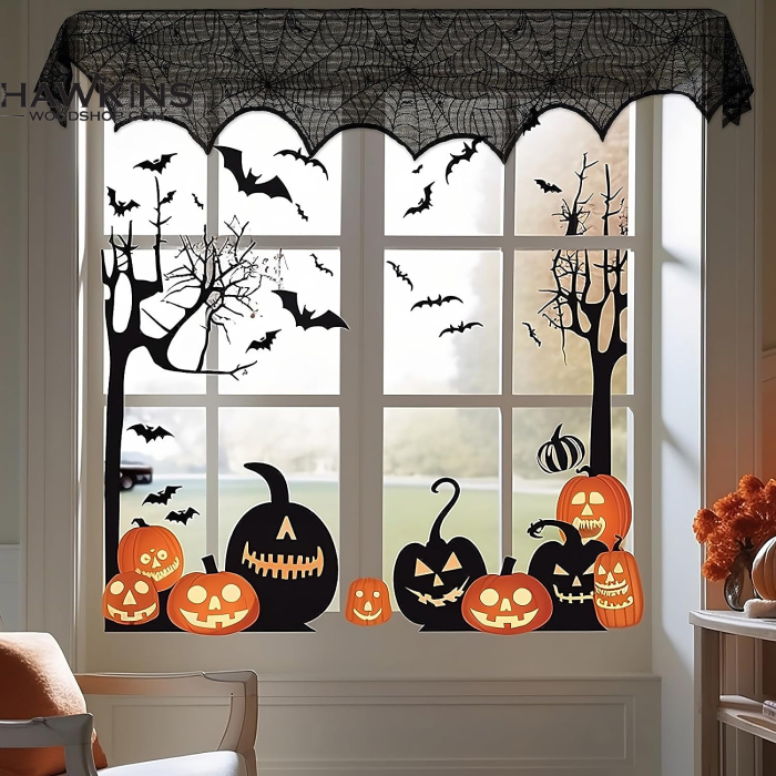Snorda Halloween Decoration Curtain Halloween Witch Curtain Lace