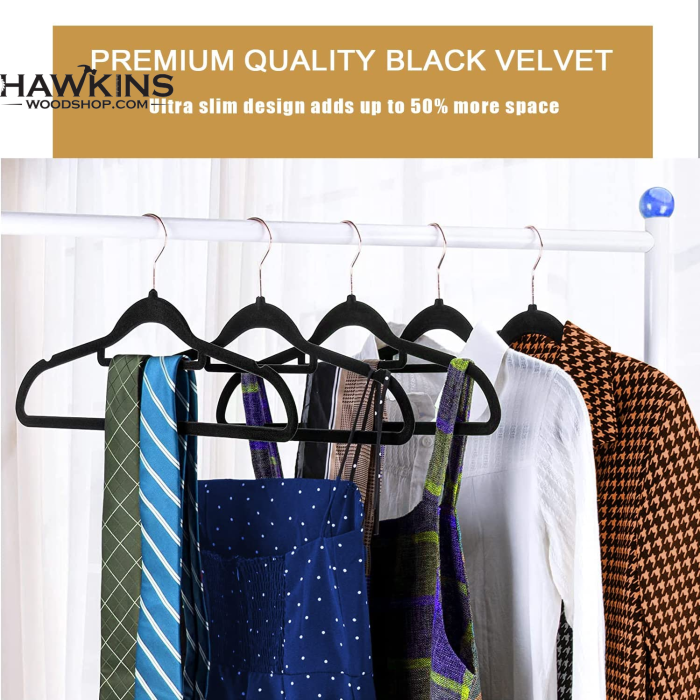 Set of 50 Non-Slip Premium Flocked Velvet Hangers For Suit/Shirt
