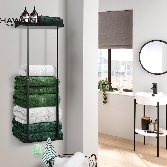 Bathroom Towel Storage, New Upgrade 3 Bar Wall Towel Rack for Rolled  Towels, Towel Racks for Bathroom Wall Can Holds Up to 6 Bath Towels, Black