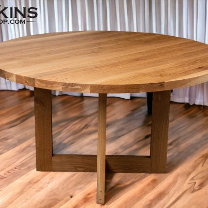 Round Oak Dining Table Hawkinswoodshop.com1