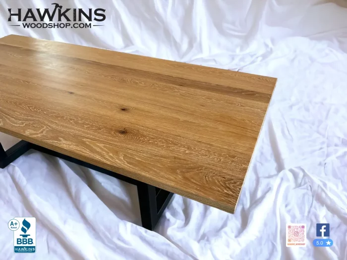 White Oak Dining Table With Modern Metal Table Legs Hawkinswoodshop.com1