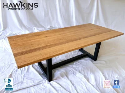 White Oak Dining Table With Modern Metal Table Legs Hawkinswoodshop.com5