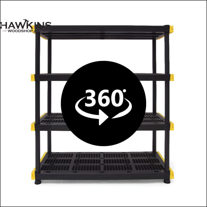 Black 4-Tier Heavy Duty Plastic Freestanding Storage Shelving Unit (48 in. W x 55 in. H x 20 in. D)