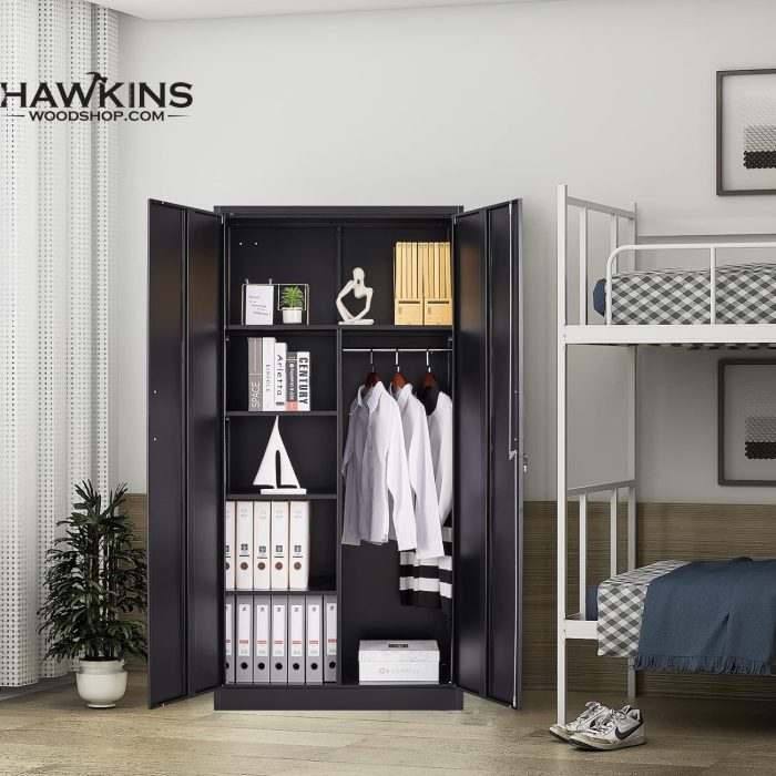 72” Tall Steel Wardrobe Storage Closet Cabinet Clothes Organizer for Bedroom