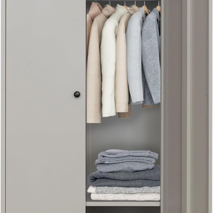Palace Imports 100% Solid Wood Family Wardrobe Closet Armoire w/Clothing  Rods, White, 60.25 wx 72 hx 20.75 d. Renewable Eco-Friendly Wood, Made  in