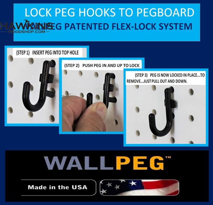 Peg Board Hook Kit Garage Tool Storage Pegboard 50 Pieces L Hook Style White