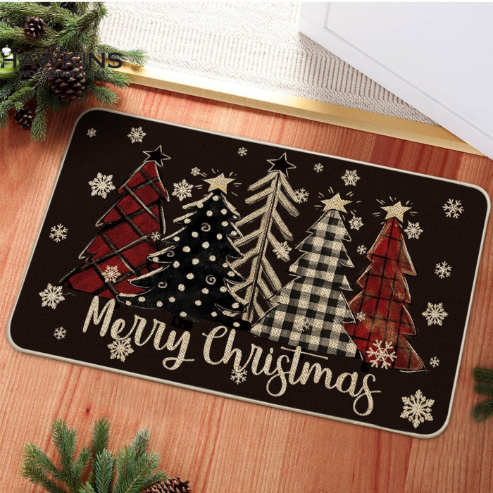 Christmas Tree Pattern Door Mat | Winter Doormat | Welcome Mat | Cute  Christmas Door Mat | Winter Holiday Decor Gift | Home Doormat